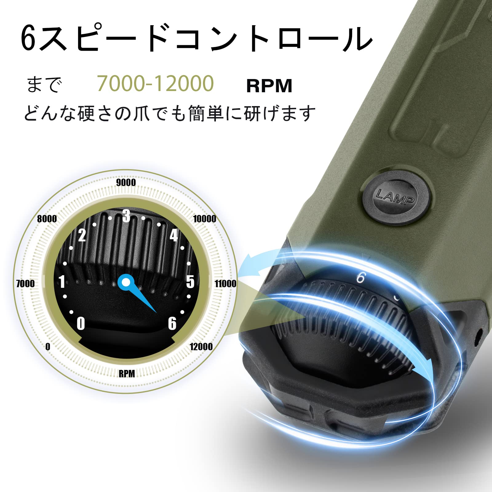 Casfuy 犬爪切り電動 6スピード - 最新の強化されたペット用ネイルグラインダー 充電式電動犬用ネイルトリマー 痛みのない足の手入れとスムージングツール 大型中型小型犬用