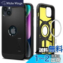 Spigen iPhone14 ケース MagSafe 耐衝撃 米軍MIL規格取得 3層構造 スタンド付き マグネット搭載 カメラ保護 傷防止 衝撃吸収 ワイヤレス充電対応 タフ・アーマー・マグフィット ACS05062 (ブラック)
