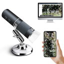 Ninyoon 4K WiFi 顕微鏡 iPhone/Android PC 用 50 ~ 1000X USB デジタル顕微鏡 ワイヤレス スーパー HD 内視鏡カメラ すべての携帯電話 iPad Android タブレット Windows Mac Chrome Linux に対応 (灰黒)