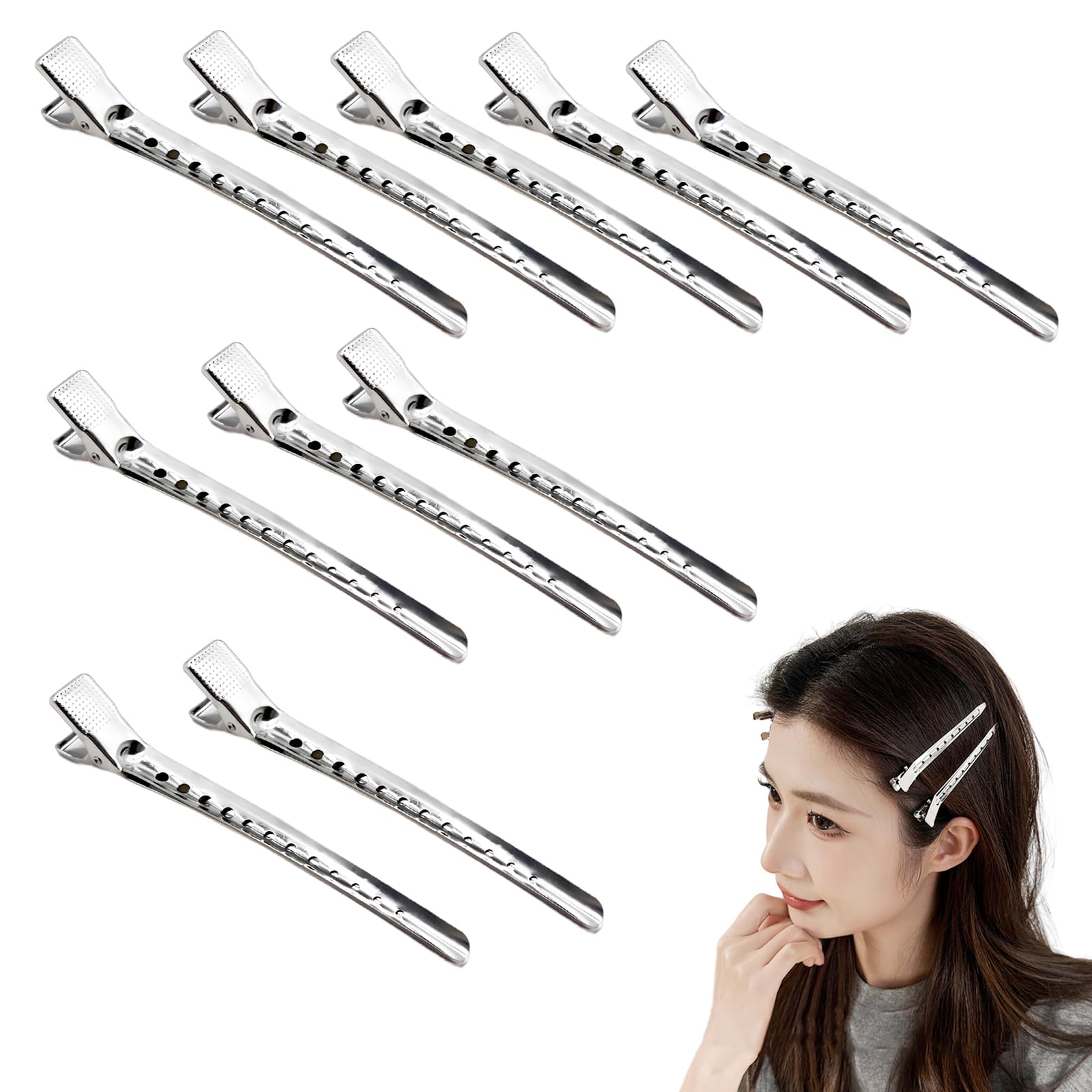 【送料無料】nalaina ダッカール【10本セット】前髪 散髪 髪留め 前髪クリップ クリップ メンズ ヘアクリップ ワニ口クリップ 美容師プロ用 美容業界 ...