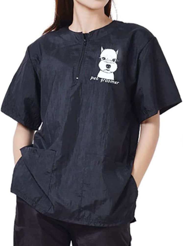 【送料無料】Umora 半袖 ペット 美容師 スモック 作業服 エプロン グルーミング 作業着 帯電防止 防水 ..