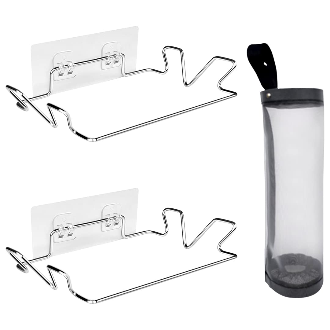 【送料無料】Zayookey レジ袋ハンガー ゴミ袋ホルダー ステンレス鋼 強力粘着 貼り付け 壁掛け 生ごみ..