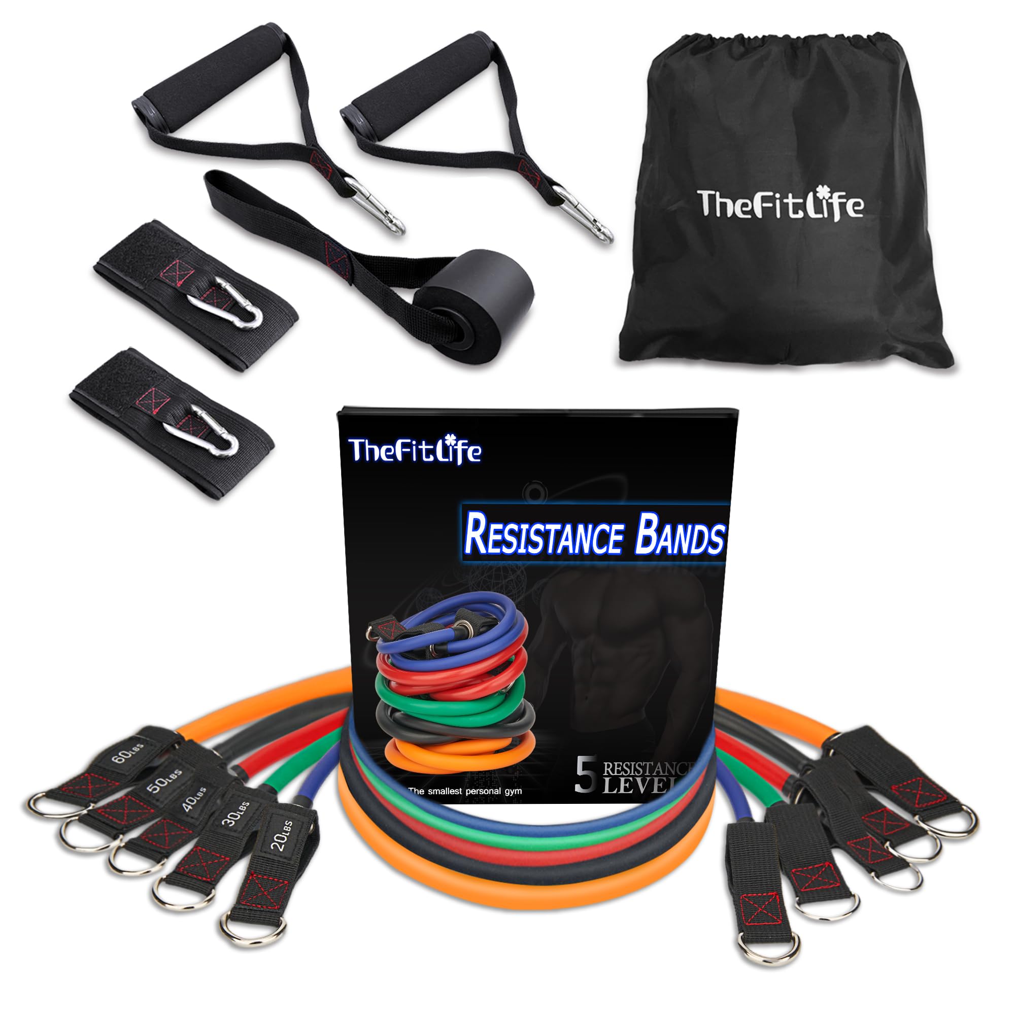 【送料無料】TheFitLife トレーニングチューブ チューブ トレーニング 筋トレチューブ (青/緑/赤/黒/橙)