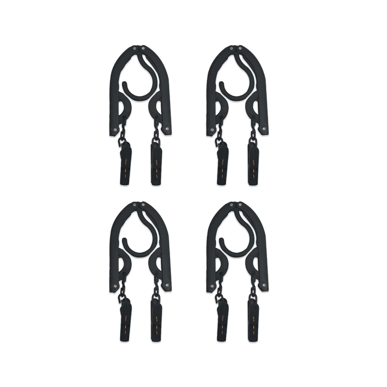 【送料無料】ALLMIRA 折りたたみハンガー 携帯ハンガー 旅行 ハンガー 黒 4セット 8クリップ 折り畳み式 携帯用 洗濯 物干し 便利 軽量 多機能 省...