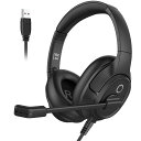 【送料無料】EKSA ヘッドセット USB接続 通話ノイズリダクション マイク搭載 PC用ヘッドセット ビジーライト付き ミュート機能 手元コントローラー WEB会議 テレワーク リモートワーク 在宅勤務 ビジネス ボイスチャット パソコン用 有線ヘッドホン ブラック