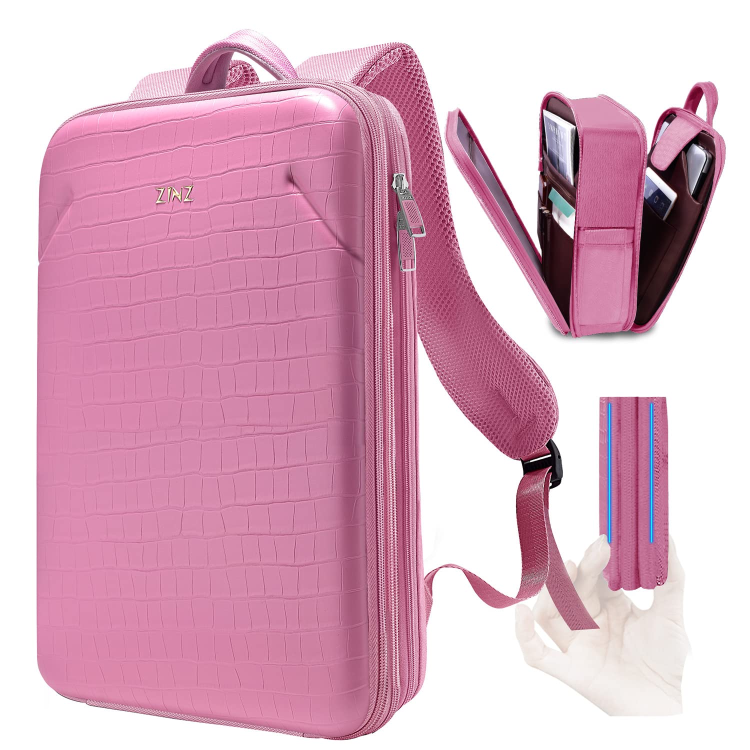 【送料無料】[ZINZ] 薄型 拡張可能 ラップトップバックパック 15 15.6 16 インチ 防水 USB 充電ポート 盗難防止 ワンピースシェル超保護 通勤 出張 旅行 パソコン バックパック ビジネスリュック,B03RD01