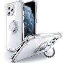 【送料無料】SHIELDS UP 互換品 ケース iPhone 11 Pro 用 ケース リング付き 耐久 すり傷防止 滑り止め 四隅耐衝撃 スタンド機能 軽量 薄型 クリア TPU 透明 アイフォン11Pro 5.8 インチ 用ケース - クリア