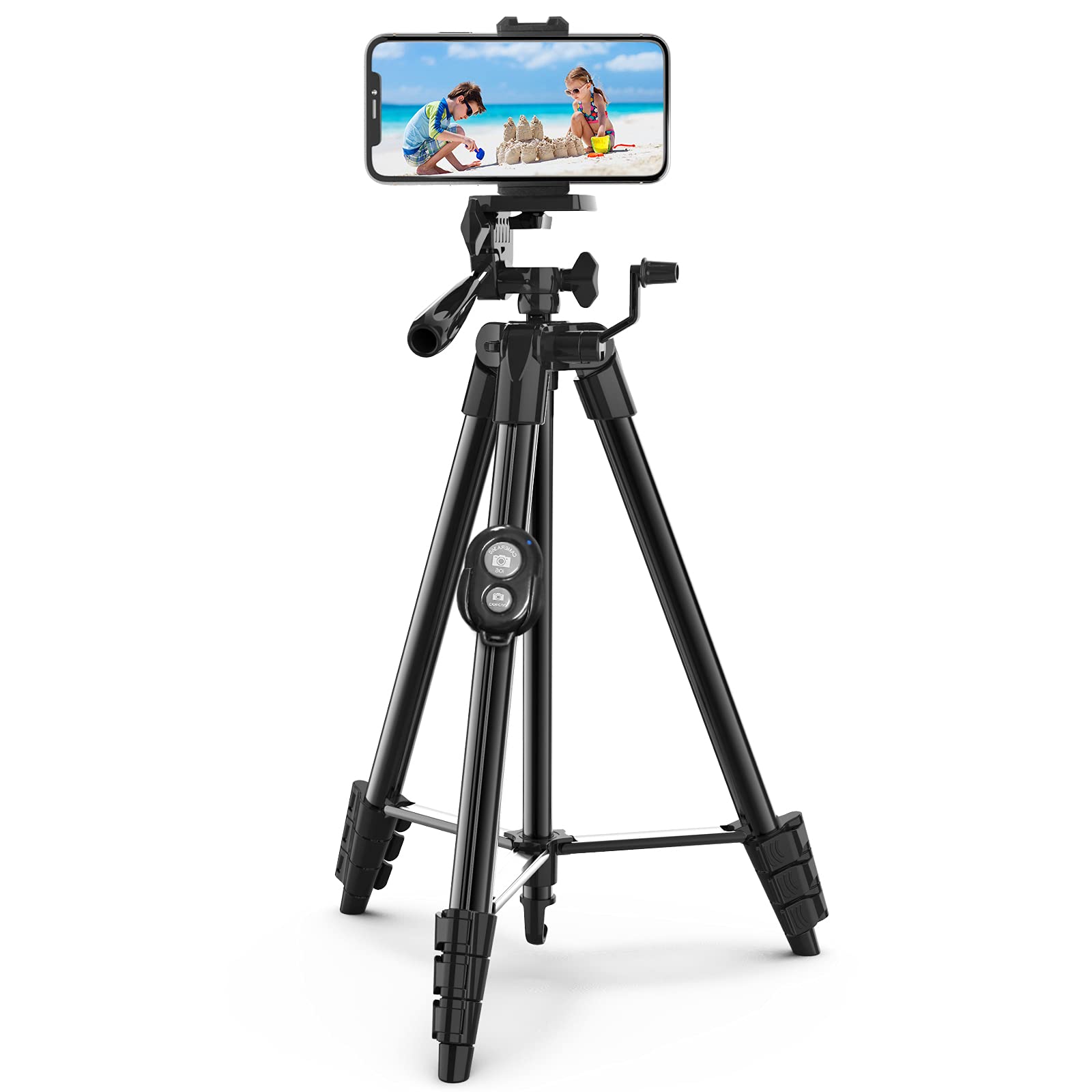 【送料無料】Eienn 三脚 リモコン付き 4段 全高134cm 水準器 3Way雲台 アルミ製 超軽量 コンパクト 収..