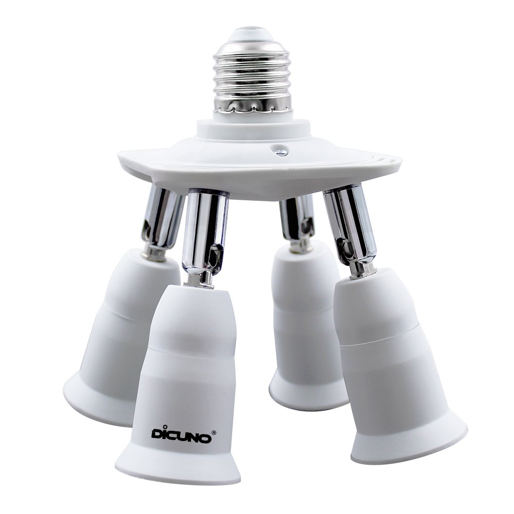 【送料無料】DiCUNO LED電球専用 4分岐ソケット E26口金対応 照射角度可調 延長ソケット