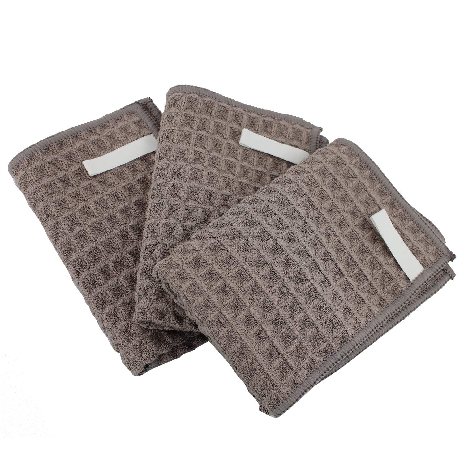 【送料無料】ふきん マイクロファイバー布巾 強力吸水 速乾 雑巾 食器 拭きガラス 窓鏡 キッチンタオル 台拭き 掃除用品 ワッフル調 キッチンクロス (3枚ーコーヒ)