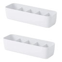 【送料無料】QMO 5格収納ボックス 2個セット 引き出し仕切り 下着収納ボックス 靴下・ネクタイ・ショーツ収納ケース 小物入れ 整理 収納 ホワイト (5格×2個)