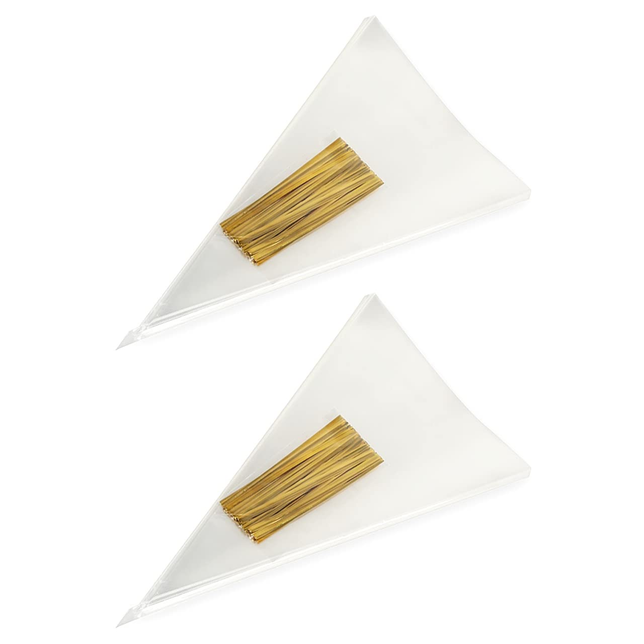 【送料無料】Rimikuru 三角OPP袋 ラッピング 切り花 花束 三角形 クリア ギフト包装 カラータイ付属 セット (30cm×16cm・200枚セット)