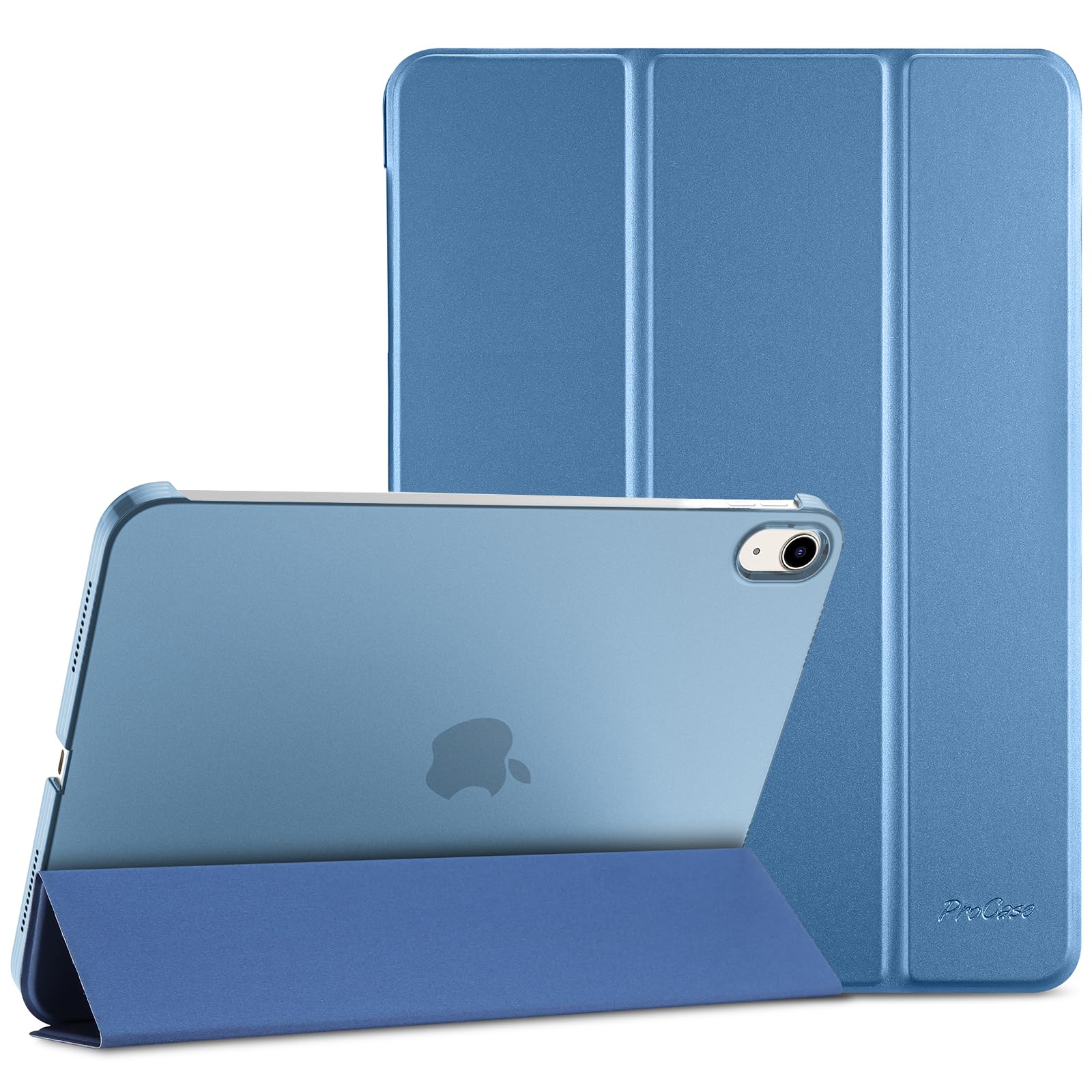 【送料無料】ProCase iPad 11世代/10世代 ケース iPad（A16）11インチ 2025/10.9インチ 2022通用 軽量 耐衝撃 三つ折り スタンド スマートカバー（ブルー）