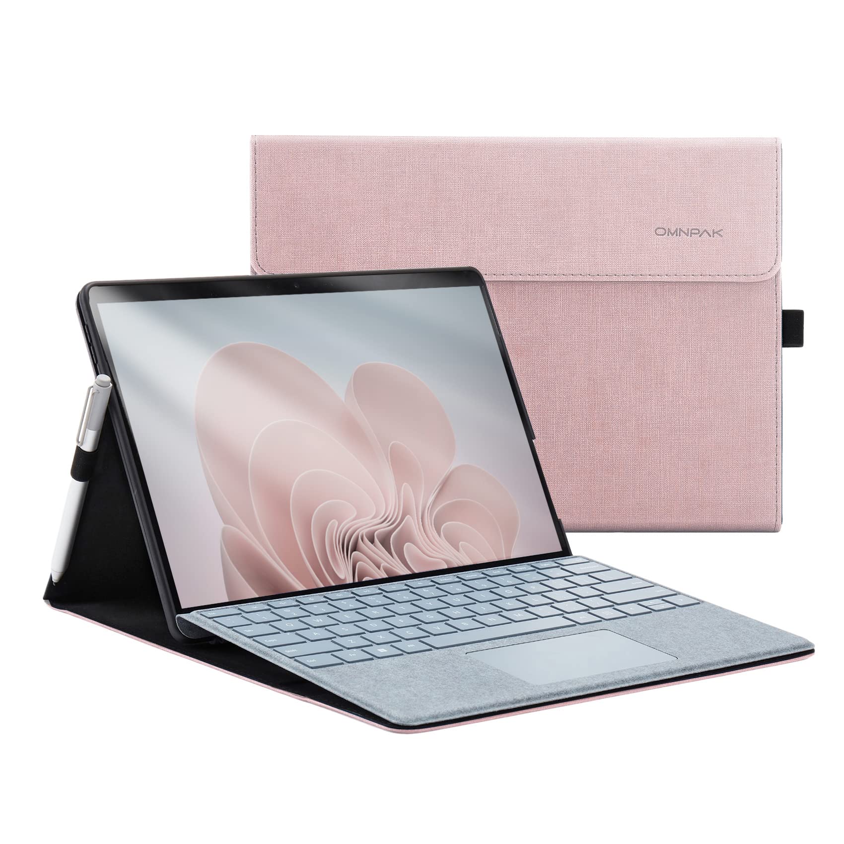 【送料無料】Omnpak Microsoft Surface Pro 11 / Surface Pro 10 (2024) / Surface Pro 9(2022) ケース マイクロソフト 専用保護カバー 表面内蔵保護 多視角 スタンド キーボードを収納可能軽量 薄型 ペンホルダー付き PU スマート