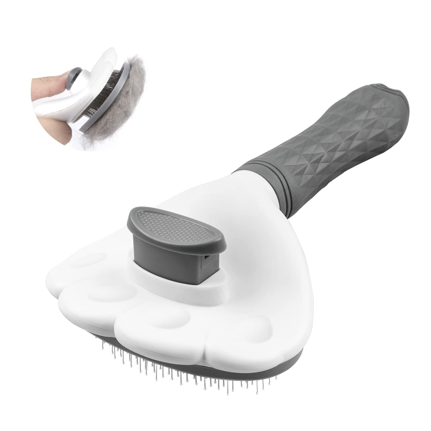 【送料無料】ペット用ブラシ Funshare 猫 犬 くし 抜け毛取除去簡単 痛くない ボタンを押してワンプッ..