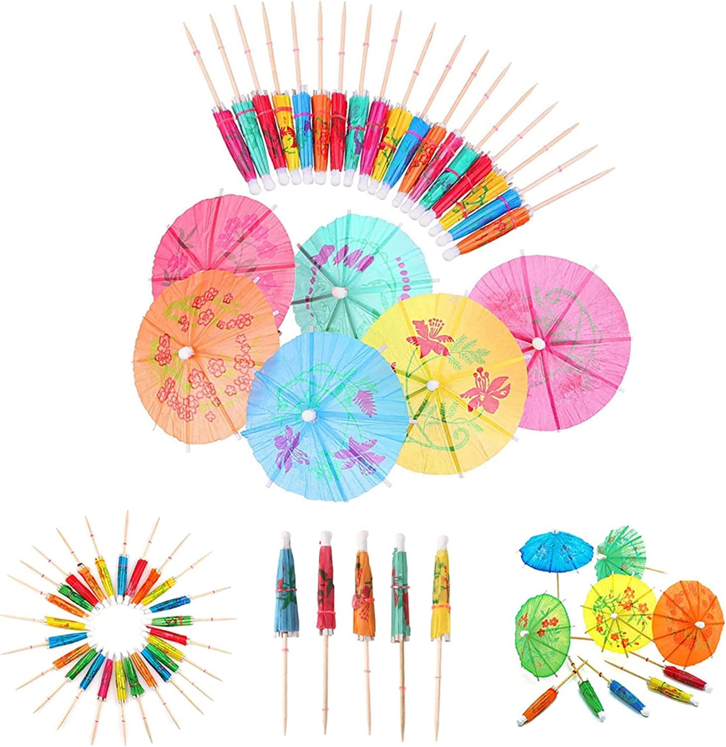 【送料無料】LIKENNY カクテル傘 爪楊枝傘 カクテル 料理の飾り ミニ紙傘 カラフル ハワイ傘 飾り フル..