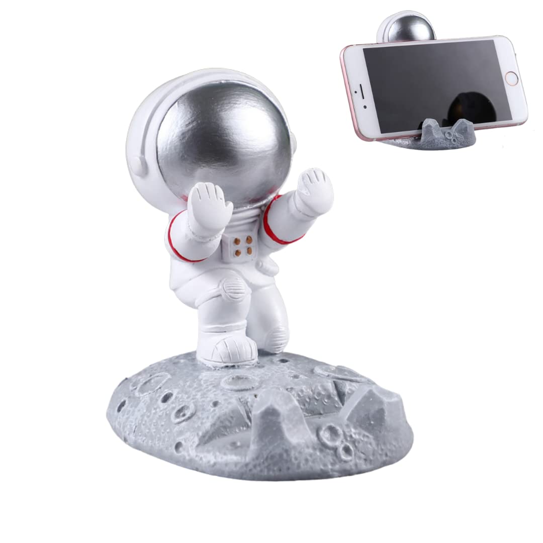 【送料無料】Charmoon スマホ スタンド 卓上 iPad iPhone Android 宇宙飛行士 置き物 おしゃれ かわいい (支え, シルバー)