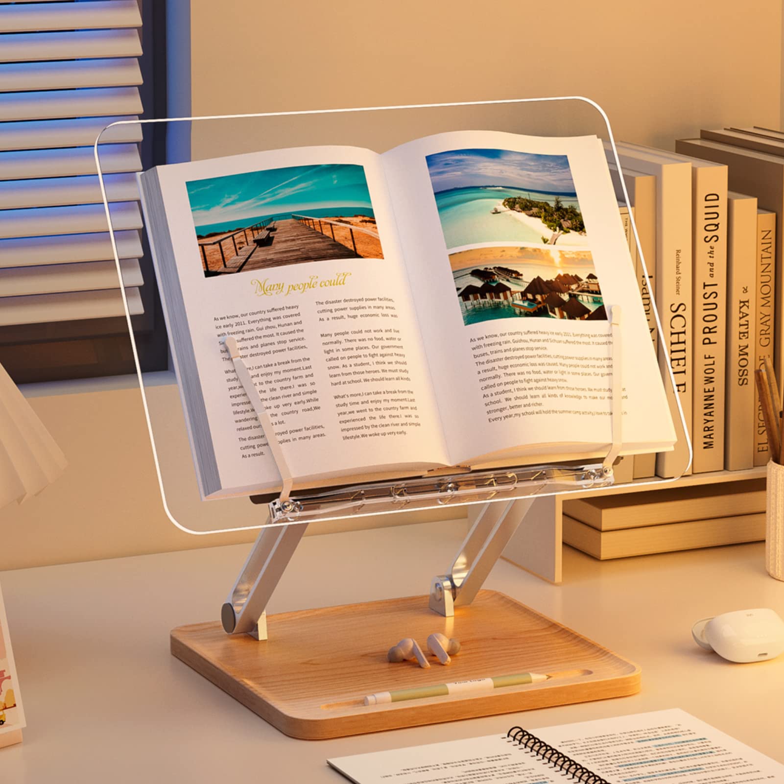 【送料無料】SAOSUP 書見台 読書台 ブックスタンド 卓上 アクリル 透明 無階段高さ調整 角度調整 本立..