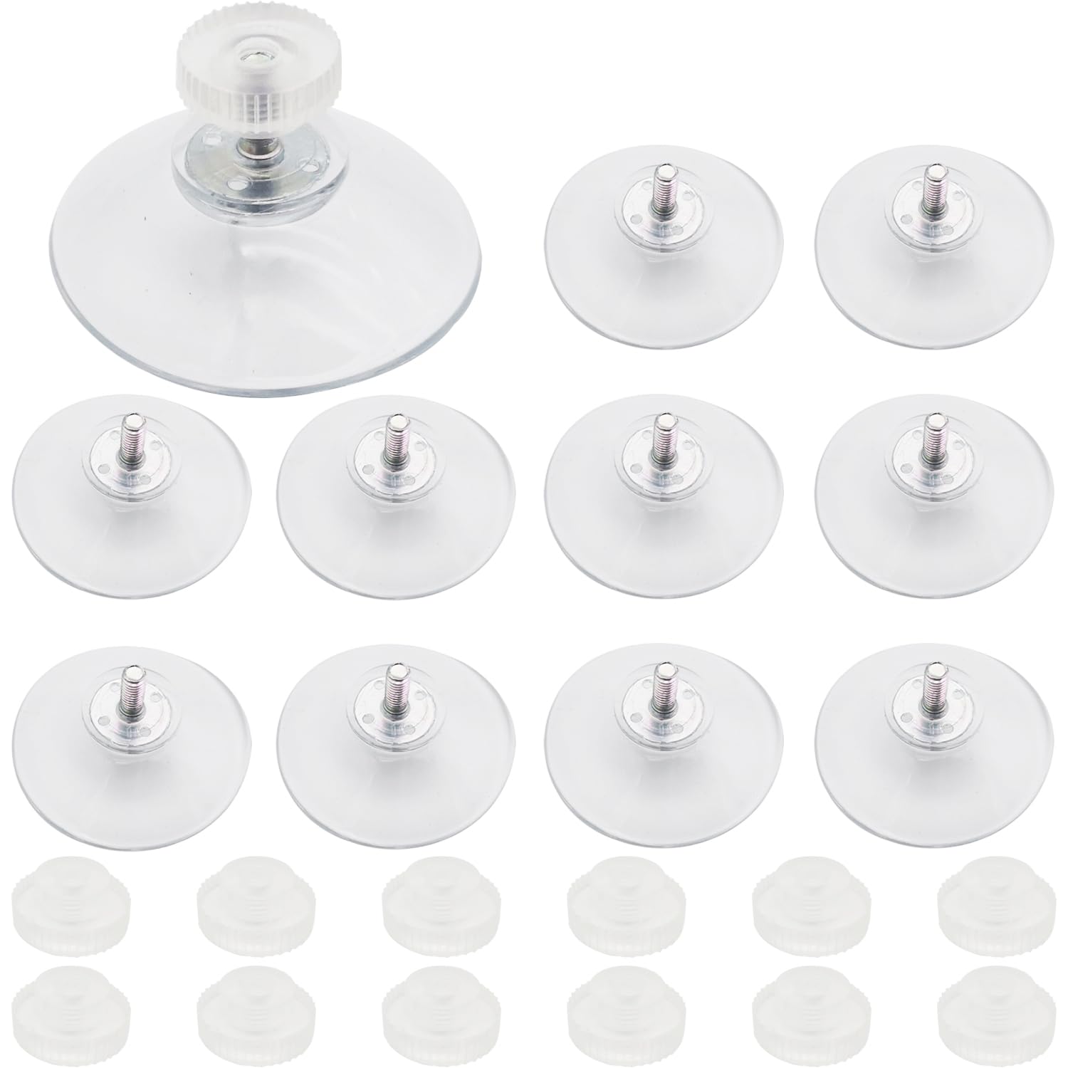 【送料無料】吸盤, CTRICALVER 11個 40mm プラスチック吸盤, 透明吸盤，ガラステーブル吸盤 13個のM4ネ..