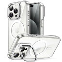 【送料無料】JEDirect iPhone 15 Pro 6.1インチ 用 キックスタンドケース MagSafeワイヤレス充電対応 カメラリングスタンド内蔵 耐衝撃スマホバンパーカバー 傷防止 磁気バック (クリア)