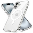 【送料無料】JETech iPhone 16 6.1インチ用 マグネット ケース MagSafe対応 衝撃吸収 バンパーカバー 傷つけ防止 クリアバック (クリア)