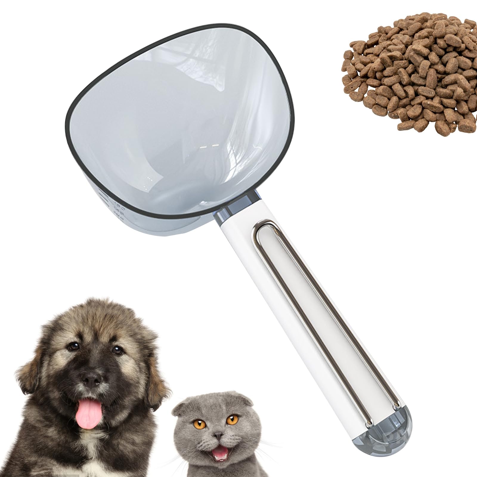 【送料無料】PAVIKE 計量スプーン ペットフード用 クリップ付き 目盛り付き ペット用スプーン フードスコップ ペット用品 犬、猫、鳥、ウサギ用 餌やり・水やり 大容量 科学的飼育