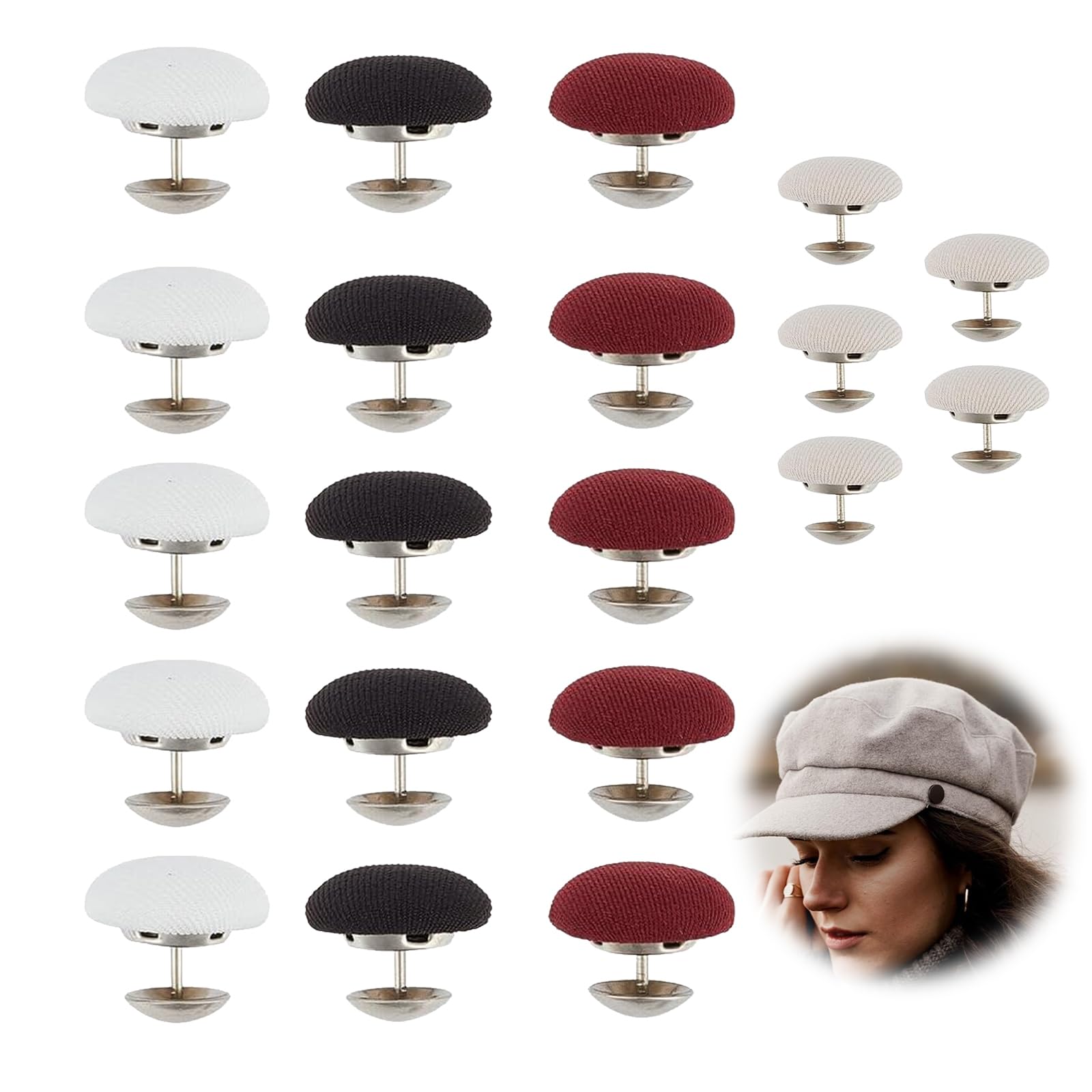 【送料無料】PAVIKE くるみボタン 20個4色 直径17mm クラフトボタン 固定ピン付き くるみボタン 生地 天ボタン 帽子 ラウンドボタン 布カバー ボ...