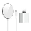 THREEKEY Magsafe対応 ワイヤレス充電器 マグネット式 iPhone 15シリーズ用 強力磁気 最大出力15W 急速充電 マグセーフ充電器 20W USB-C PD充電器同梱 iPhone 15/14/14 Pro/14 Pro Max/13/13 Pro/13 Pro Max/13 Mini/12/12 Pro/12 Pro Max/12 Miniに対応(Sliver)