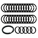 【送料無料】LIKENNY 平キーリング キーホルダーリング 二重リング 脱落防止 紛失防止 金具 パーツ 部品 キーリング 30個入 (ブラック、25mm)