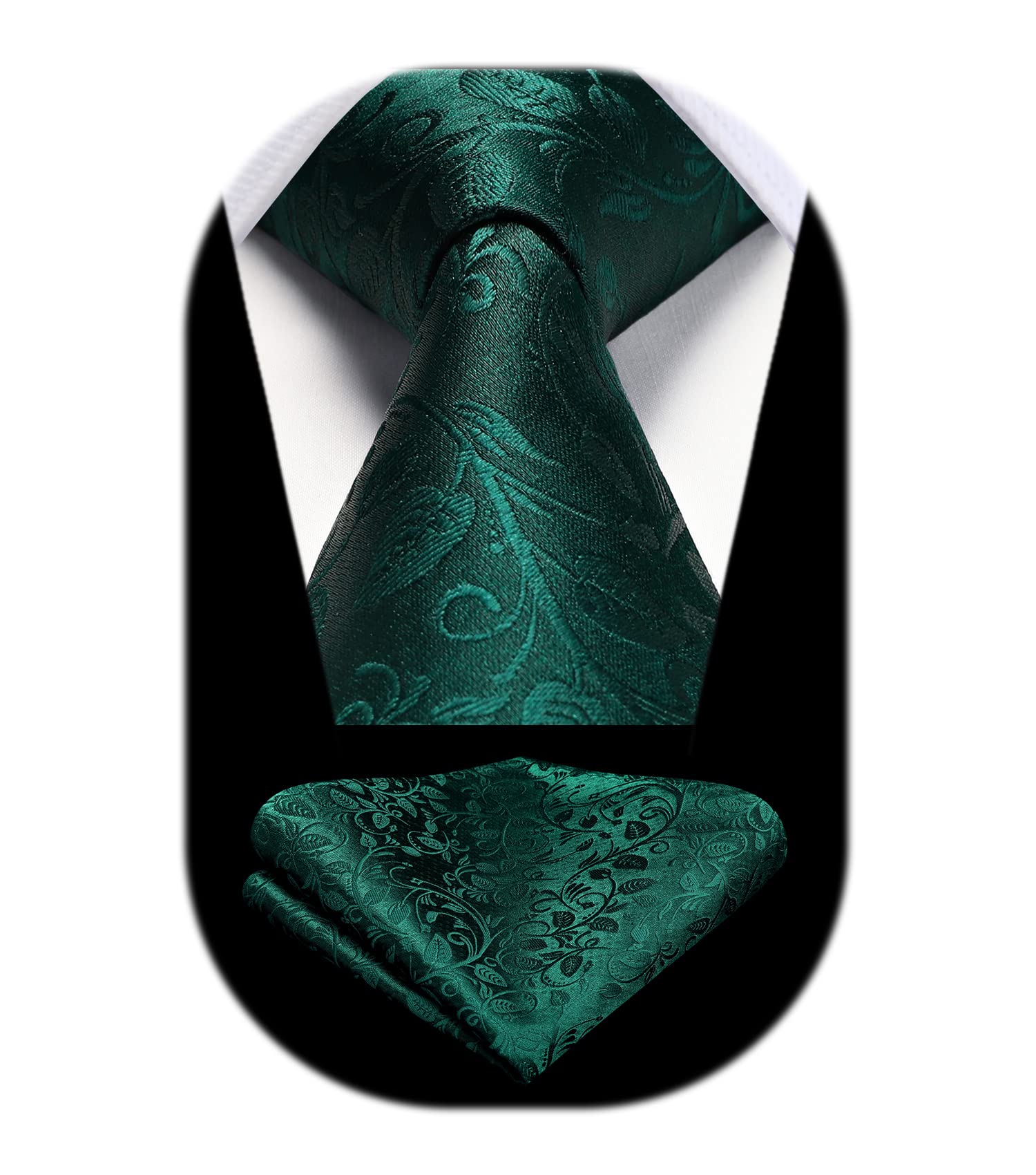 【送料無料】[HISDERN] ビジネス ネクタイ 緑 おしゃれ ネクタイメンズ チーフ セット 花柄 フォーマル..