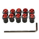 LOYELEY スクリーンボルト 10個セット M5 5mm ボルト ウェルナット 風防ネジ ウインドスクリーン カウルやスクリーンの固定 ワッシャー・六角レンチ付き カヤック オートバイ バイク用 (レッド)