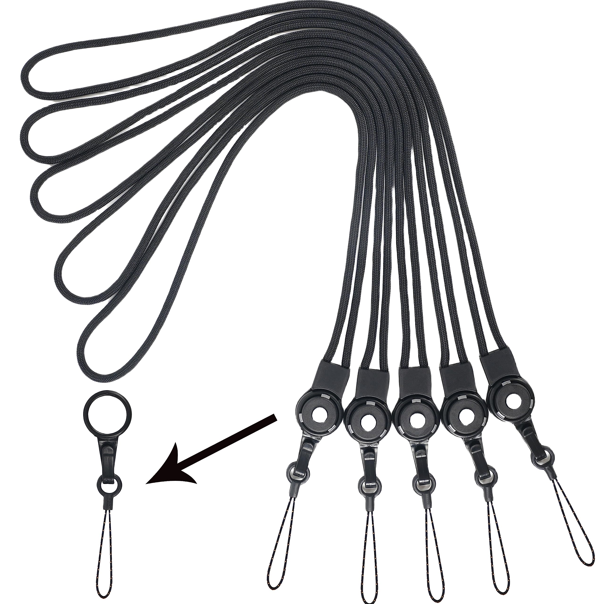 【送料無料】[AMUU] ネックストラップ 首掛けストラップ リング 丸紐 ブラック リングストラップ ワン..