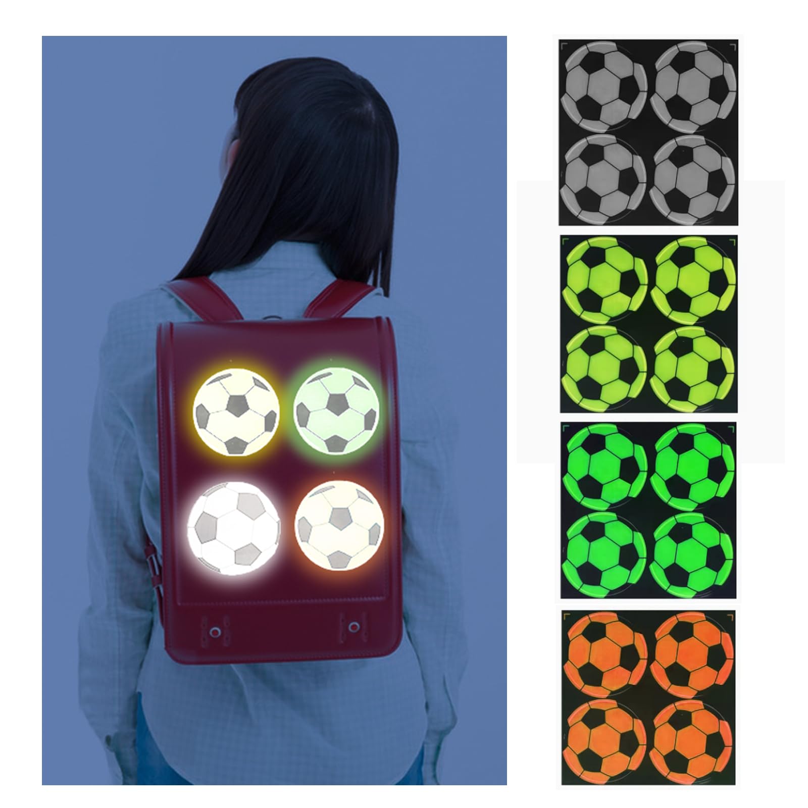 【送料無料】Sitengle 反射シール カバン用 8枚 交通安全グッズ 反射ステッカー サッカー 学生 リフレ..