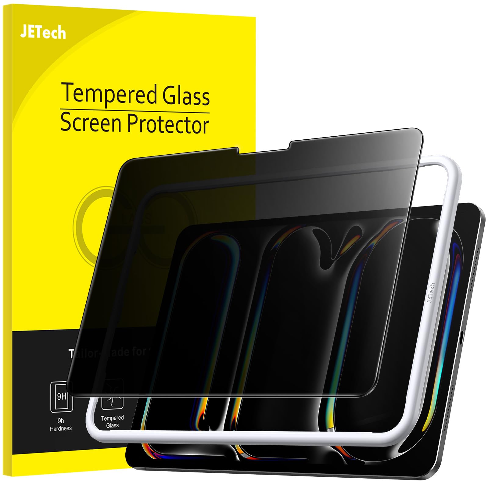 【送料無料】JETech iPad Pro 13 インチ M4（2024）用 プライバシー液晶保護フィルム ガイド枠付き 覗き見防止 強化ガラス製 1枚入り