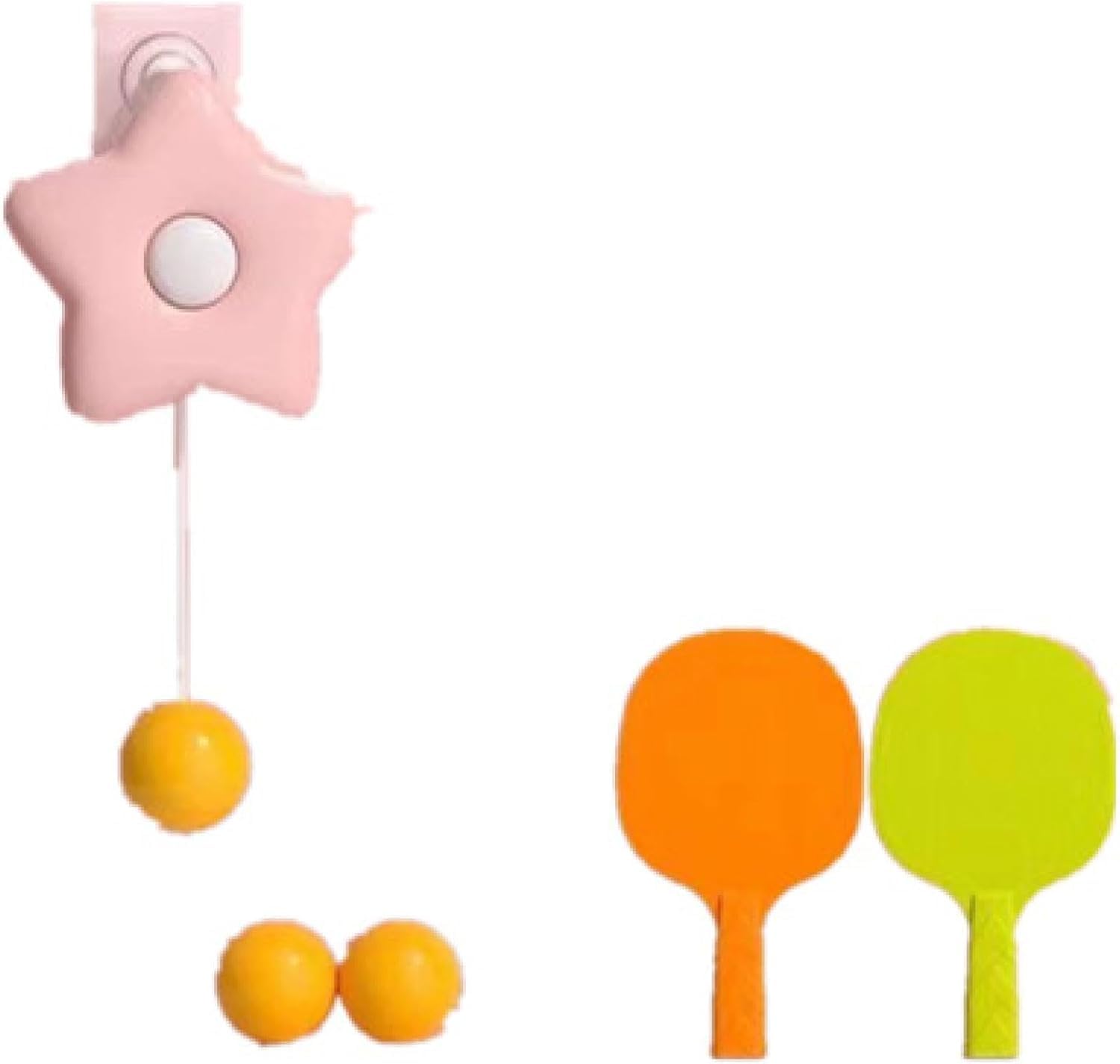 【送料無料】Lyyxjsltd ハンギング ポントレーナーキット カエル 卓球トレーナー 調節可能 屋内 屋外 練習小道具 視覚運動 子供用 おもちゃ 3ボール 2ラケット (ピンクのヒトデ)