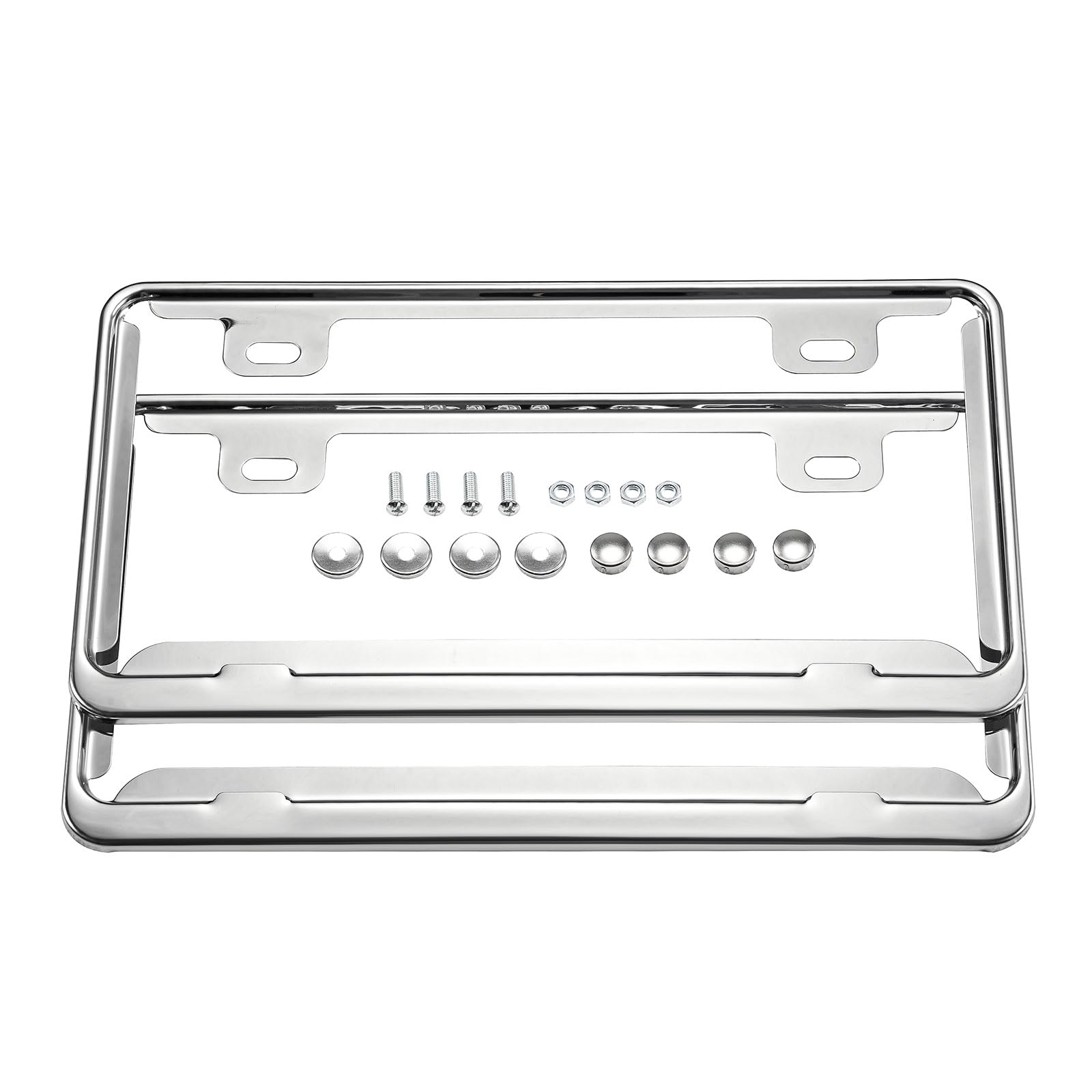 【送料無料】Quitoka 車用ナンバーフレーム 2枚セット ステンレス製345mmx190mm 車外用品 取り付けボル..