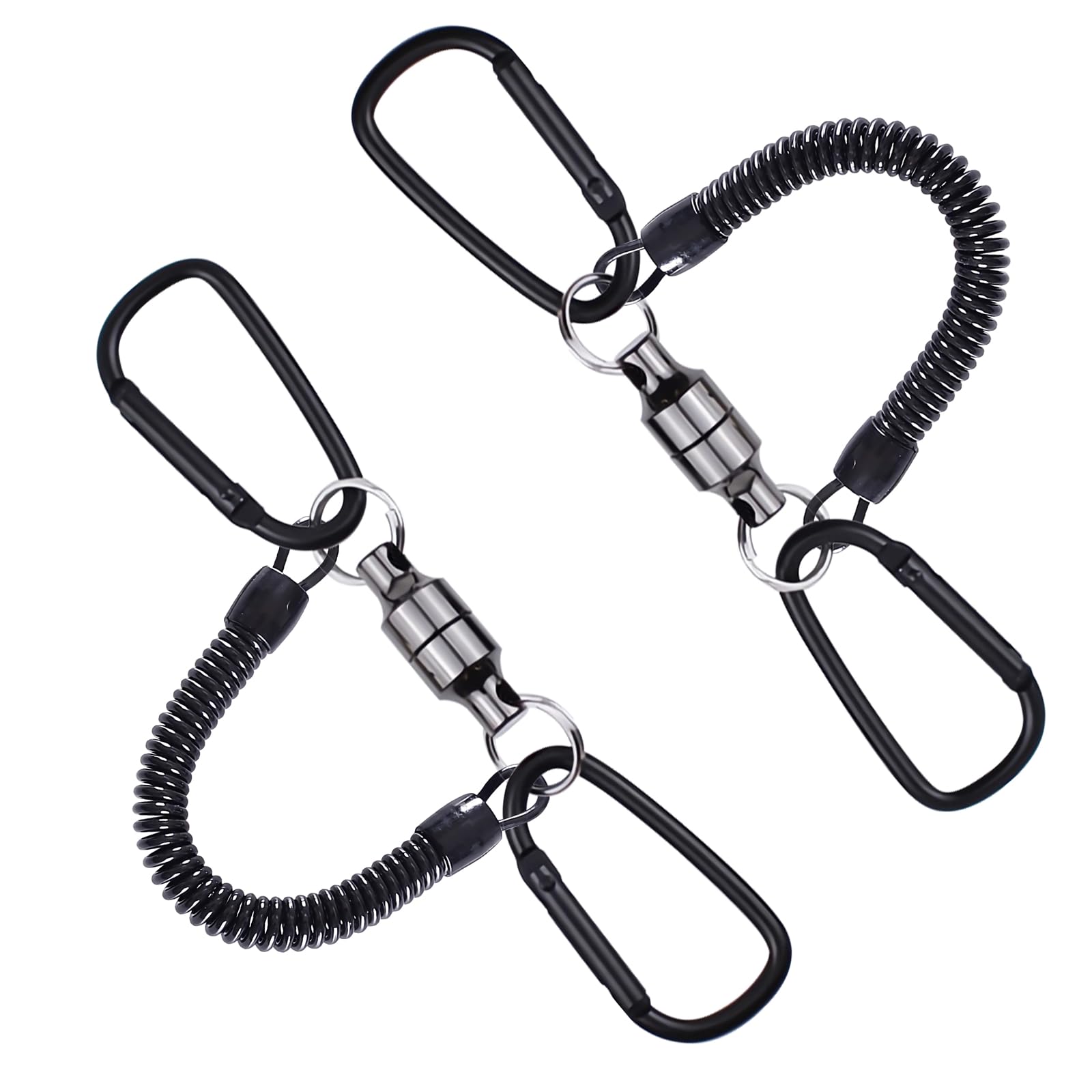 BaraRose リリーサー マグネットリリーサー 【耐荷重5kg】 磁石 強力 マグネットリリース カラビナ スプリ 釣り 磁石 強力 小型 スプリングコード付き 落下防止 アウトドア キャンプ 登山 釣り 道具 携帯便利 フィッシングプライヤーとタモを腰に装着 電動工具 懐中電灯