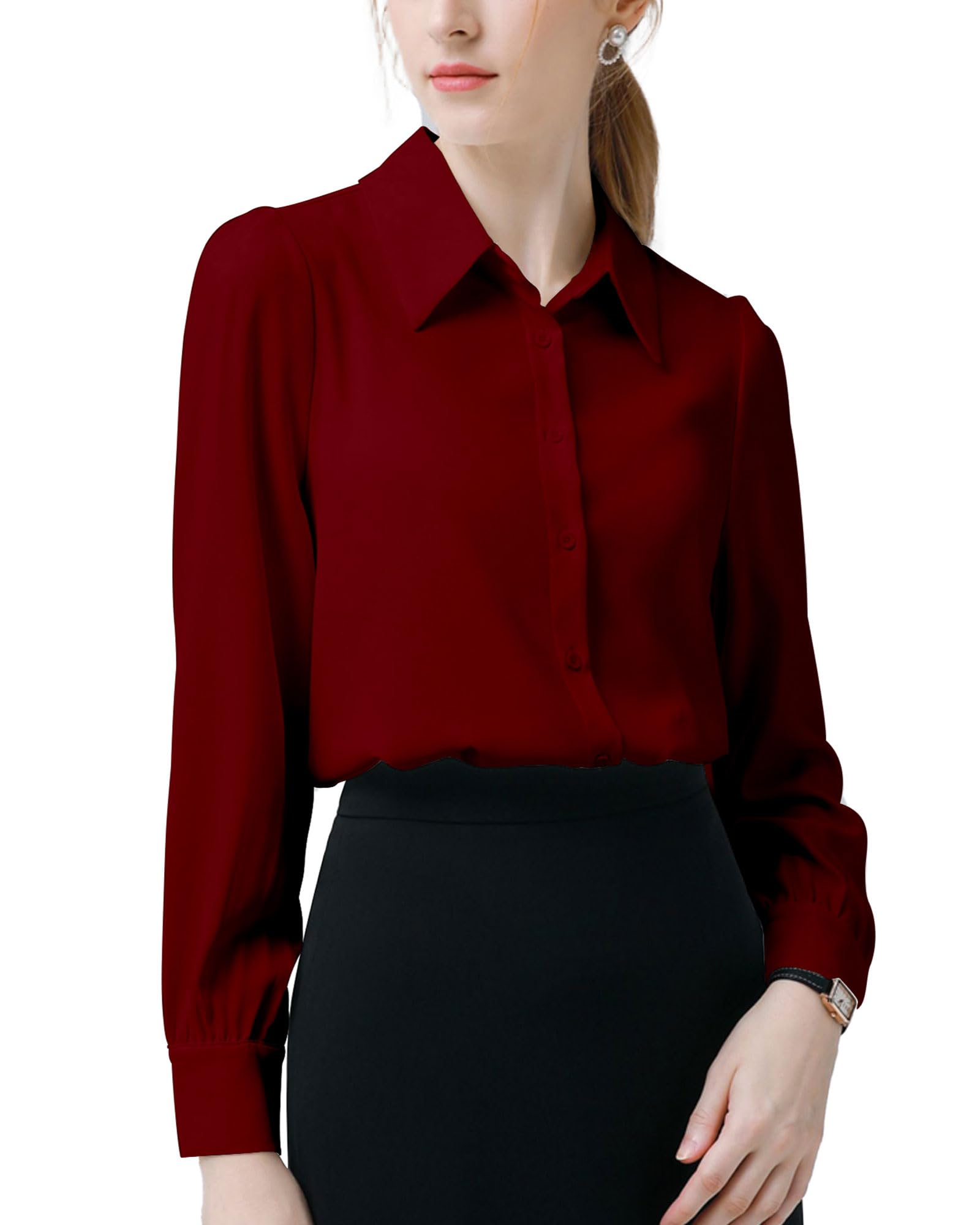 【送料無料】[RCL] シャツ ブラウス レディース 長袖 柔らかい ゆったりノーアイロン オフィス カジュアル ファッション 通勤 春 秋 日常 高通気性 XS～3L