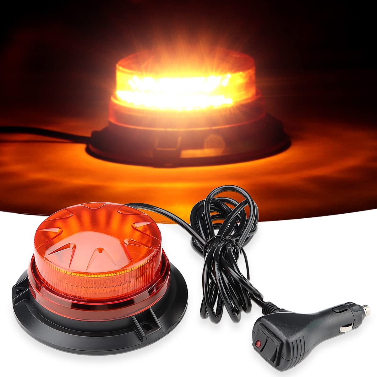 【送料無料】Auovo 回転灯 LED警告灯 緊急点滅信号灯 防水 12-24V対応 72W 5メートルコード 超高視認性..