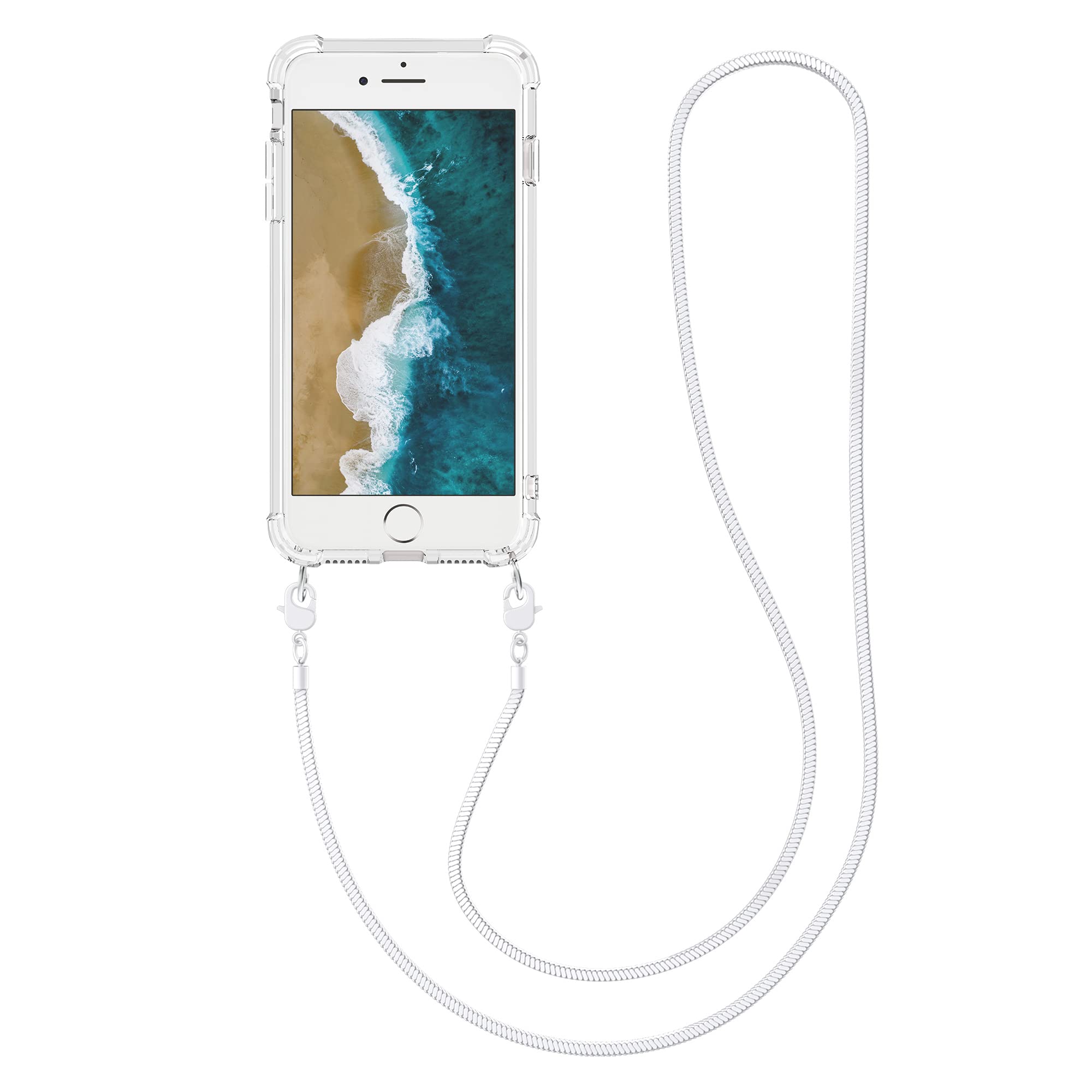 【送料無料】kwmobile スマホショルダー Apple iPhone SE3 / iPhone SE2 / iPhone SE (2022) / iPhone SE (2020) / iPhone 8 / iPhone 7対応 ケース - ショルダー クリア TPU カバー ストラップ付き - 肩掛け 首掛け 耐衝撃