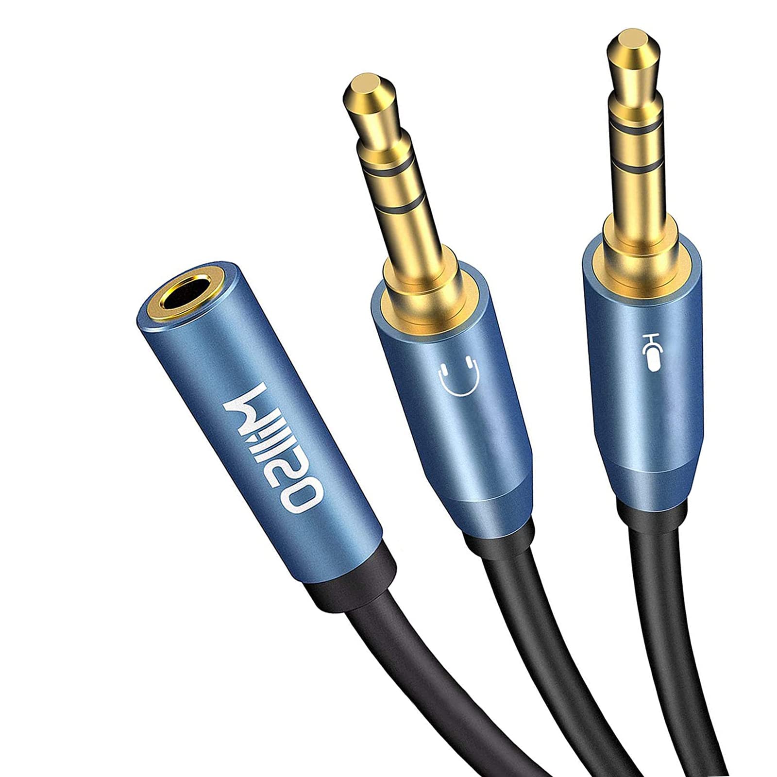 【送料無料】オーディオ変換ケーブル MillSO 3.5mmオーディオ分配ケーブル(4極メス- 3極オス,×2) 3.5mm【マイク付きイヤホンをPCで使用するための変換ケーブル】 金メッキ 30cm