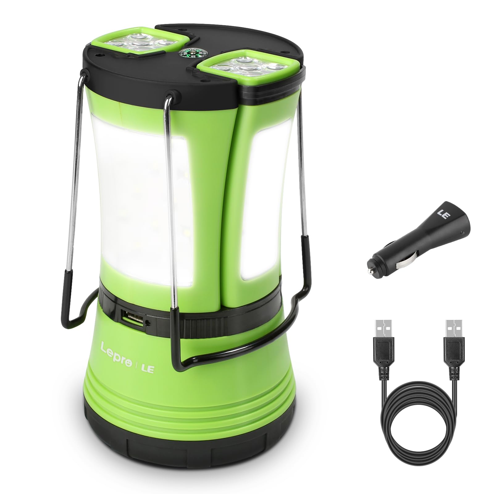Lepro ランタン ledランタン キャンプランタン 懐中電灯 2本分離できる 【充電式と乾電池併用/最大33〜66時間点灯/昼光色/高輝度タイプ/防水防滴】 USBケーブルと車用充電器付き 車中泊用 バーベキュー キャンプ 夜釣り 台風 災害 常備灯 停電 緊急 非常用 防災 ライト
