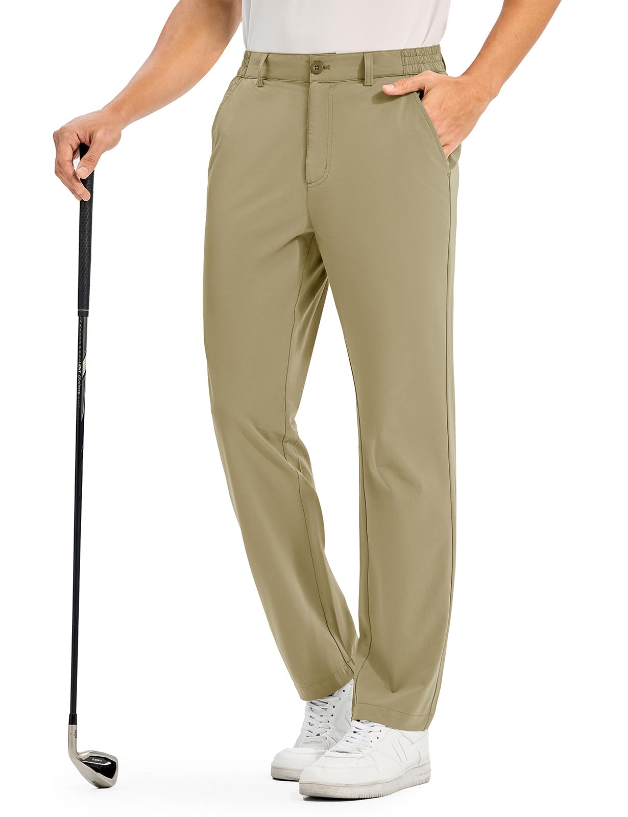 【送料無料】[Gopune] メンズ ゴルフ ズボン ロングパンツ 撥水 イージーパンツ 薄手 ボトムス アウトドアウェア ストレッチ 大きいサイズ 春夏服 色：カーキ、サイズ：L