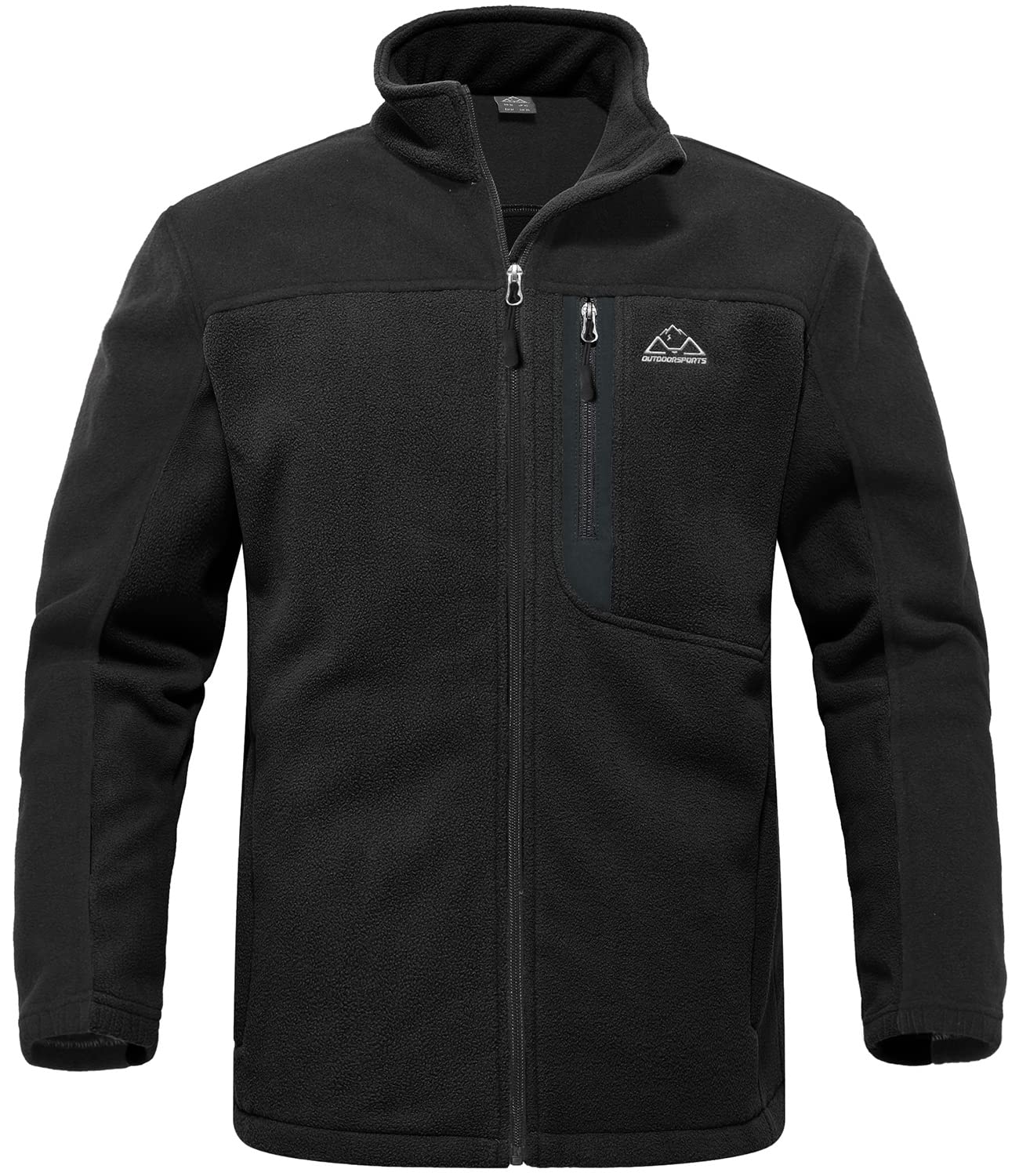 【送料無料】[Gopune] フリースジャケット メンズ ゴルフウェア アウトドア ジャケット ソフトシェル 登山服 フルジップ コート ウォーム 軽量 ハイネック 釣り スポーツ 春秋冬 色：01ブラック、サイズ：XL