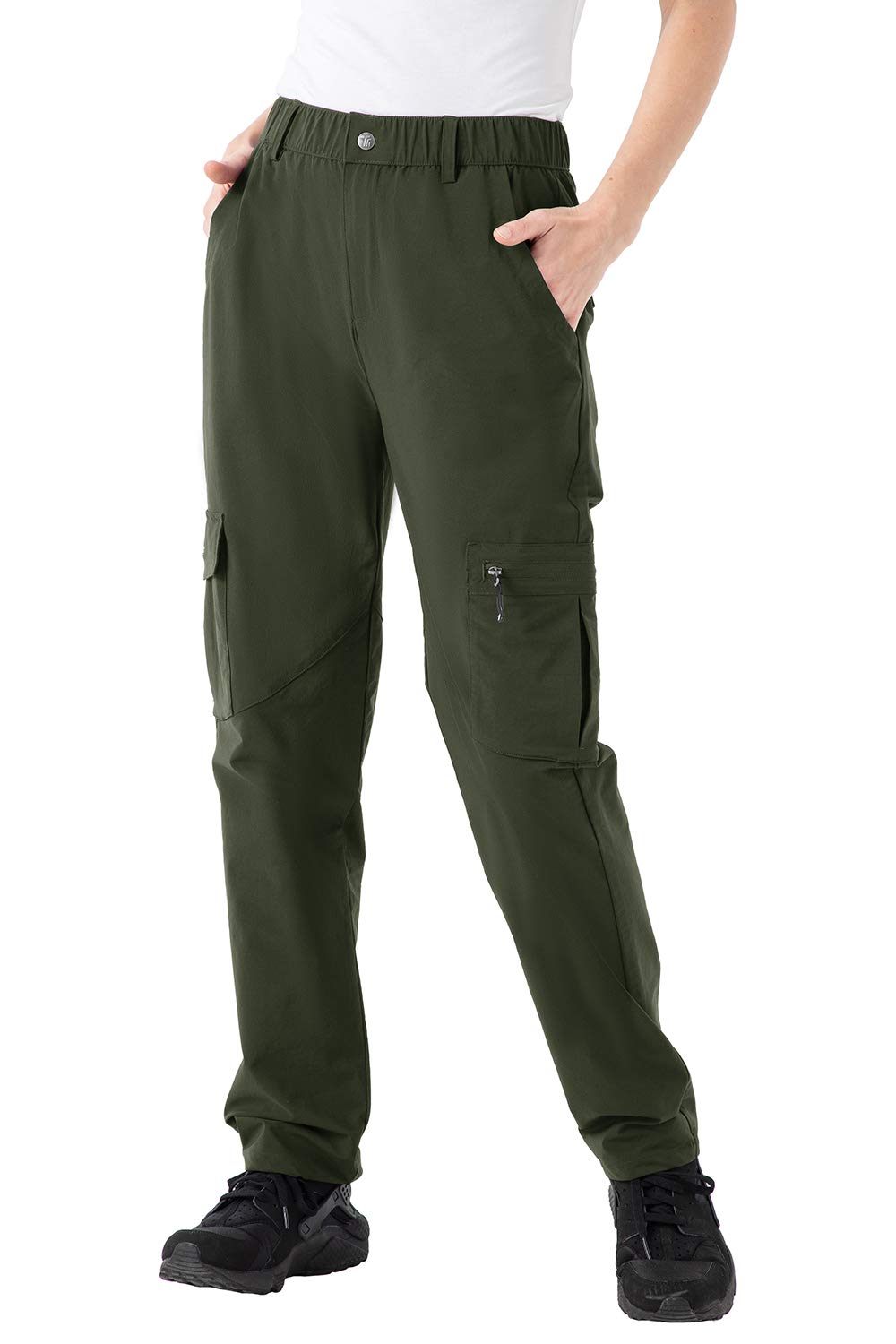 【送料無料】[Gopune] レディース トレッキングパンツ アウトドアパンツ 速乾ズボン 薄手 ボトムス 登山パンツ カーゴパンツ ハイキング 釣り 通気性 春秋夏用 色：01グリーン、サイズ：XL