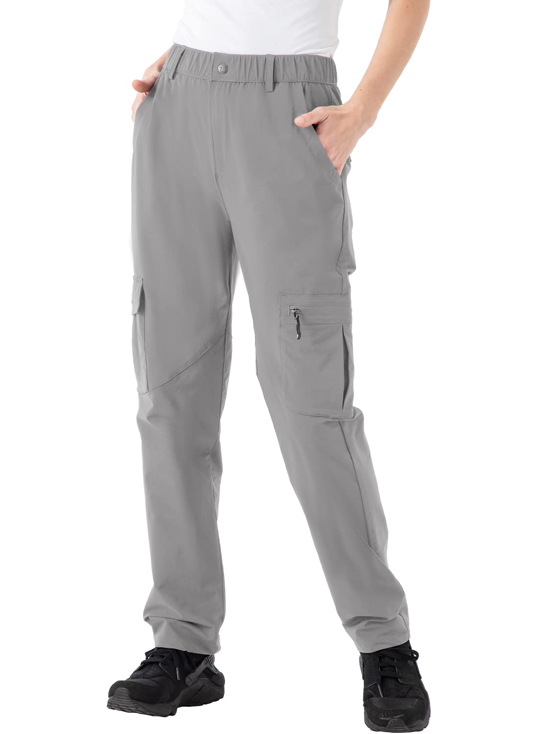 【送料無料】[Gopune] レディース トレッキングパンツ アウトドアパンツ 速乾ズボン 薄手 ボトムス 登山パンツ カーゴパンツ ハイキング 釣り 通気性 春秋夏用 色：01ライトグレー、サイズ：XL