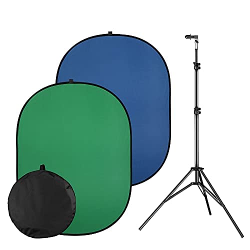 【送料無料】SOONPHO 2in1 ブルー/グリーンバック 150x200cm 背景布 クロマキー 背景スクリーン 三脚スタンド付き 折り畳み収納可能 zoom/web会議/テレワーク/オンライン授業、証明写真/自撮り/リモート用背景、スタジオ動画/ビデオカ 色：ブルー、サイズ：150cm x200cm