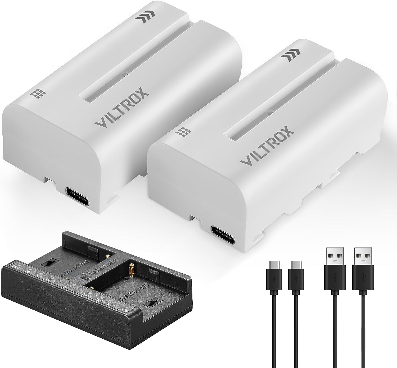 【送料無料】VILTROX ビデオライトバッテリー NP-F550 バッテリー2点セット+USB充電器 USB Type-C充電 パネル照明 2200mAh NP-Fシリーズ交換バッテリー バッテリー残量表示 DC-55HDモニター/VL-116T/VL-132T/VL-200T/VL-300T/Sprite20ビデオライトなど適用 【 サイズ：S