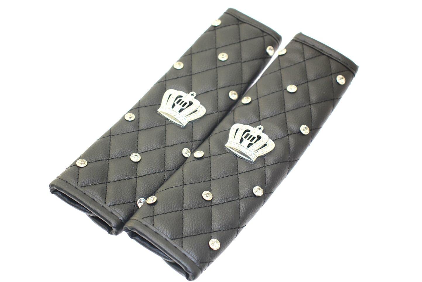 【送料無料】Speed mao おしゃれな シートベルトパッド ベルトカバー ラインストーン 2本セット 黒