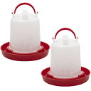 【送料無料】akindou 自動給水器 水飲み器 容量 1L ニワトリ ヒヨコ 鳥用 鶏 アヒル 鴨 (2個セット) 色:ホワイト&レッド
